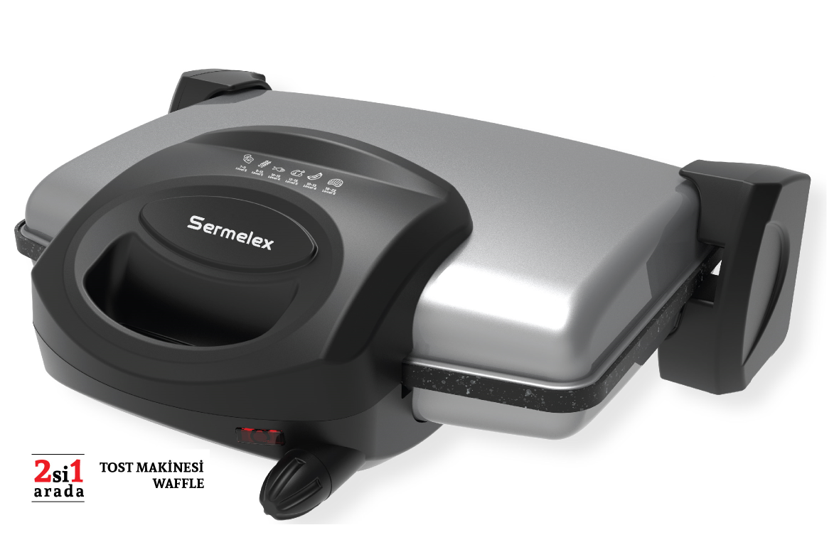 Sermelex 3000 Duo Waffle ve Tost Makinesi 2’si 1 Arada (INOX)