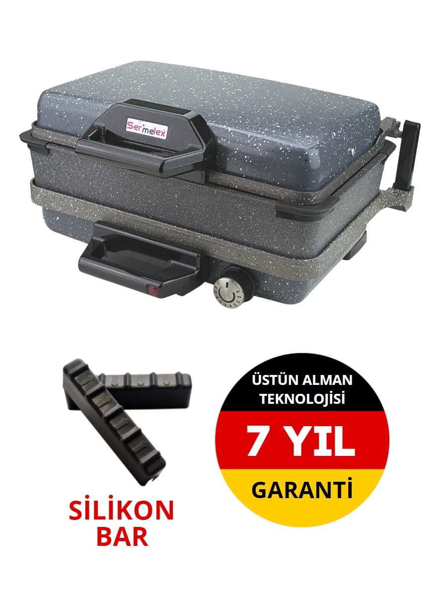 Sermelex GRANİT Grill (Antrasit GRİ) TAVA DAHİL - Silex Bazlama Lahmacun Makinesi