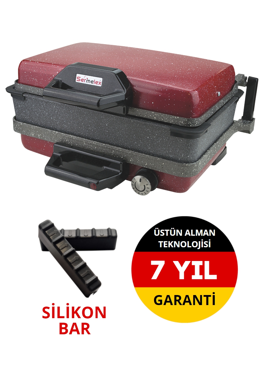 Sermelex GRANİT Grill (KIRMIZI) TAVA DAHİL - Silex Bazlama ve Lahmacun Makinesi