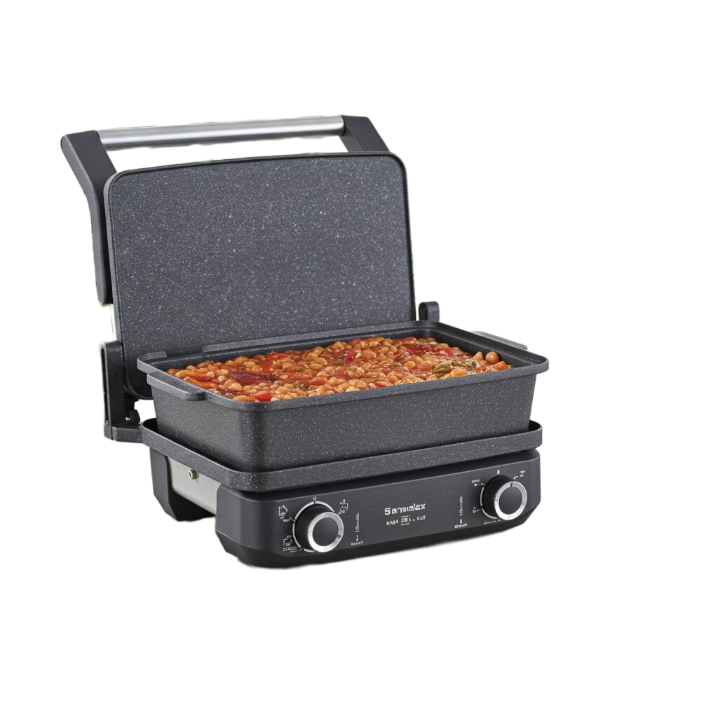 Sermelex Maxi Grill 4x4 Multi Lahmacun Makinesi (PTFE /Teflon)TAVA Hediyeli 2200 Watt Tost Makinesi(INOX)