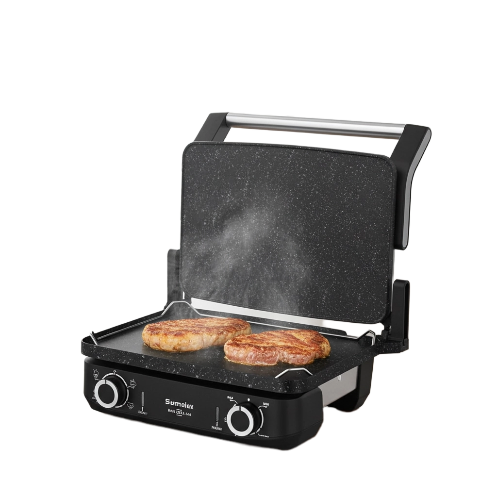 Sermelex Maxi Grill 4x4 Multi Lahmacun Makinesi (PTFE /Teflon)TAVA Hediyeli 2200 Watt Tost Makinesi(INOX)