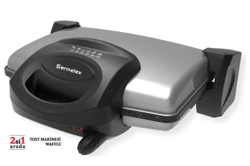 Sermelex 3000 Duo Waffle ve Tost Makinesi 2’si 1 Arada (INOX)