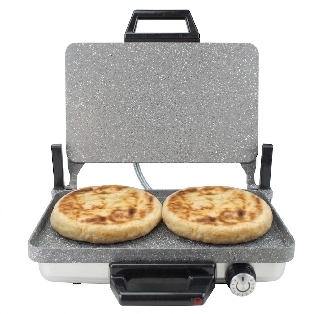 Sermelex Turbo Granit Grill INOX - Elektrikli Lahmacun, Bazlama ve Izgara Makinesi (Tava Dahil)